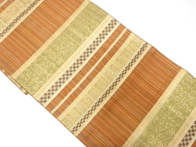 横段に花更紗模様織出し名古屋帯